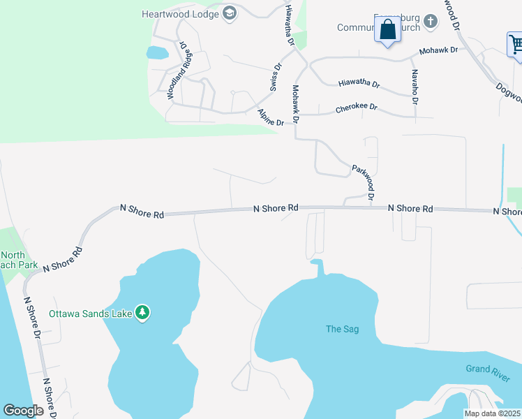 map of restaurants, bars, coffee shops, grocery stores, and more near 18101 North Shore Road in Spring Lake