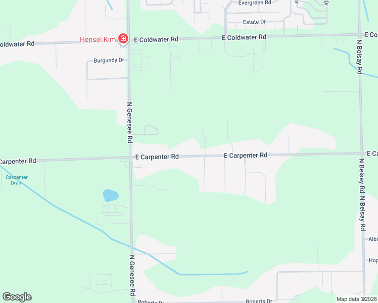 map of restaurants, bars, coffee shops, grocery stores, and more near 5137 East Carpenter Road in Flint