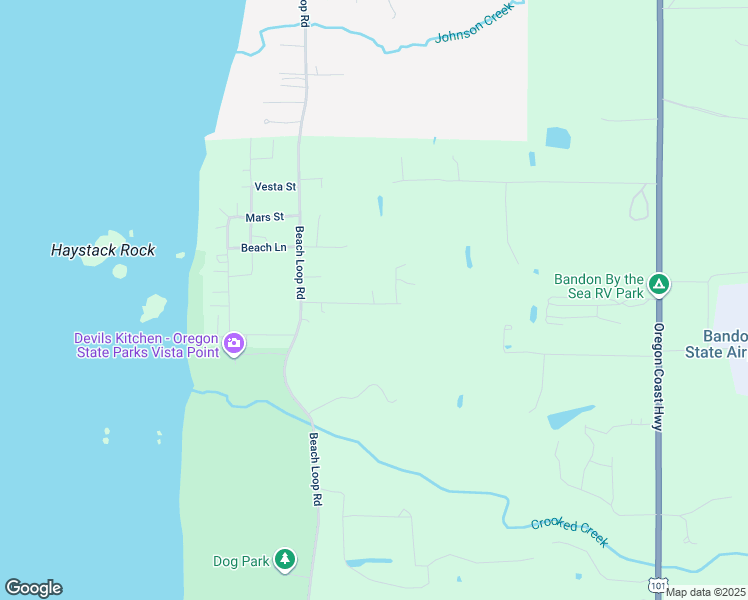 map of restaurants, bars, coffee shops, grocery stores, and more near 87190 East Jupiter Lane in Bandon