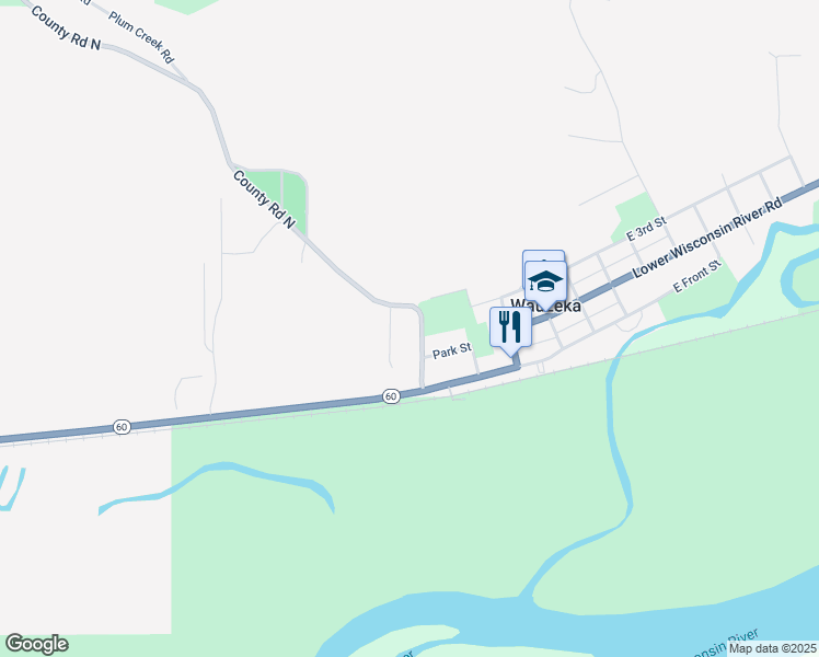 map of restaurants, bars, coffee shops, grocery stores, and more near 102 Park Street in Wauzeka