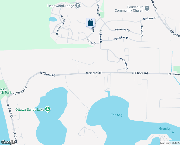 map of restaurants, bars, coffee shops, grocery stores, and more near 18101 North Shore Road in Spring Lake