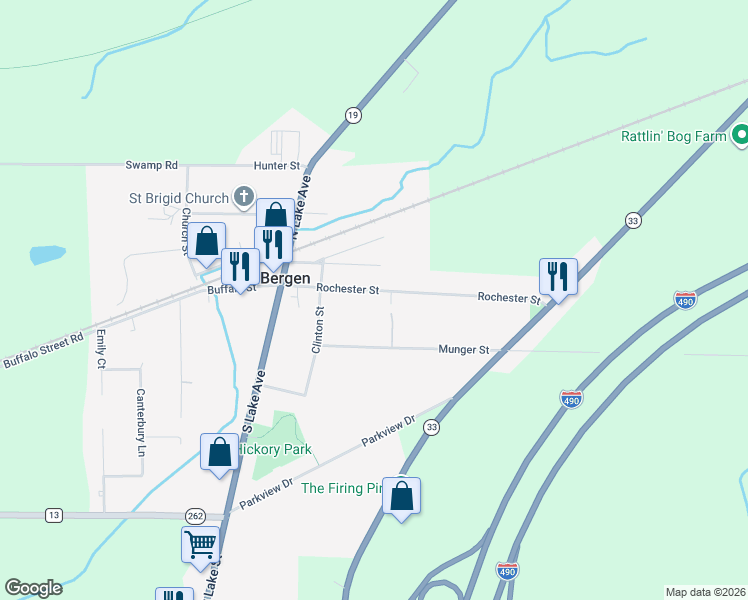 map of restaurants, bars, coffee shops, grocery stores, and more near 34 Rochester St in Bergen