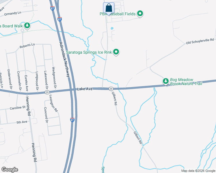 map of restaurants, bars, coffee shops, grocery stores, and more near 403 Lake Avenue in Saratoga Springs