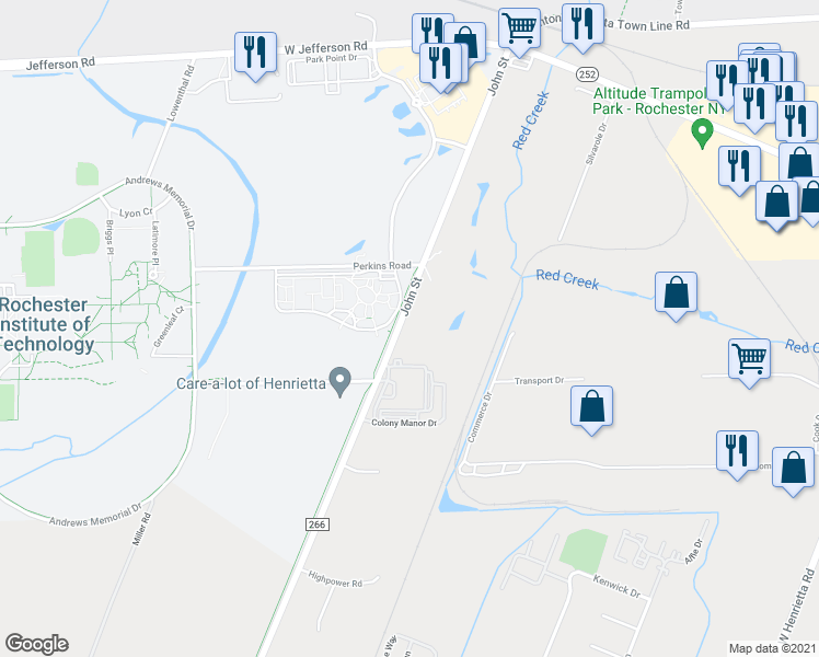 map of restaurants, bars, coffee shops, grocery stores, and more near 306 John Street in Rochester