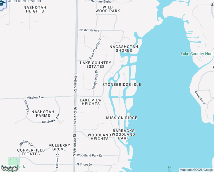 map of restaurants, bars, coffee shops, grocery stores, and more near 3024 Nagawicka Avenue in Delafield