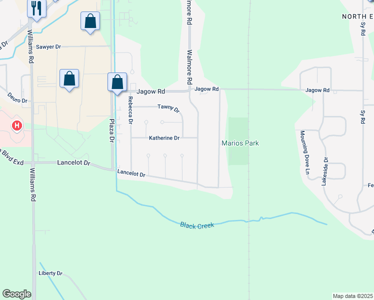 map of restaurants, bars, coffee shops, grocery stores, and more near 6994 Walmore Road in Niagara Falls