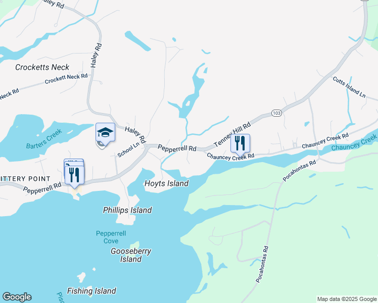 map of restaurants, bars, coffee shops, grocery stores, and more near 5 Keen Avenue in Kittery
