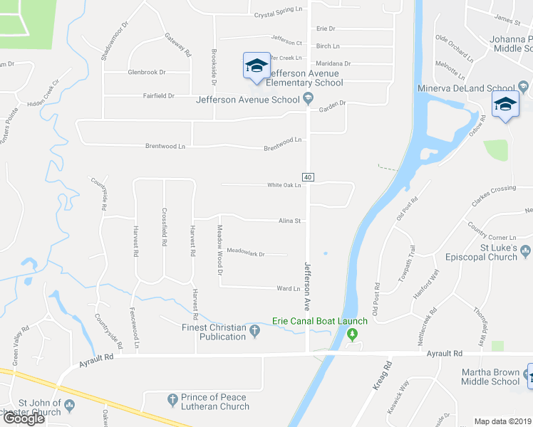 map of restaurants, bars, coffee shops, grocery stores, and more near 28 Alina Street in Fairport