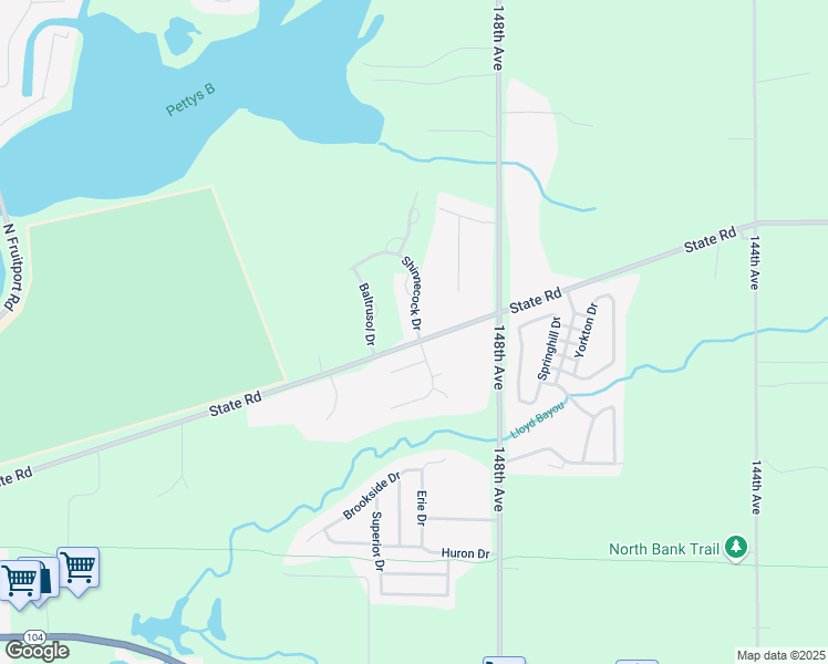 map of restaurants, bars, coffee shops, grocery stores, and more near 14875 State Road in Spring Lake