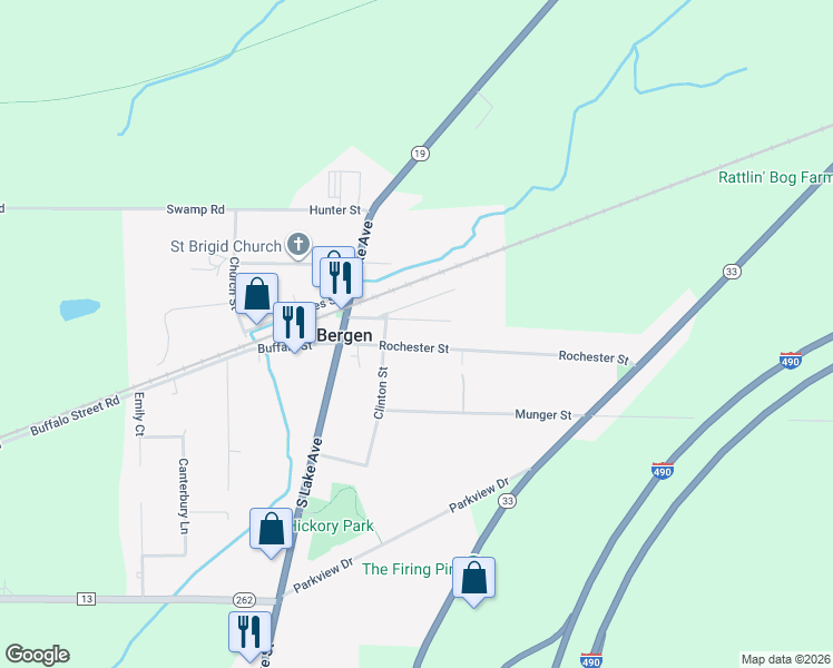 map of restaurants, bars, coffee shops, grocery stores, and more near 21 Leroy Street in Bergen