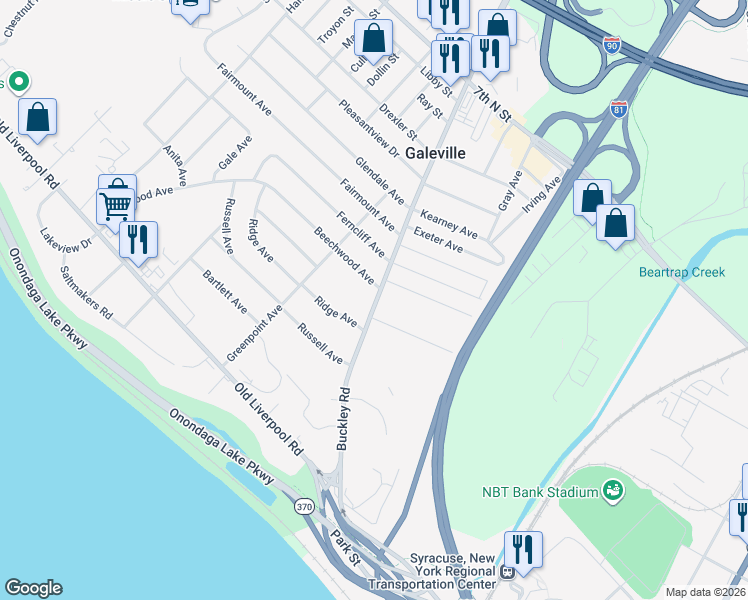 map of restaurants, bars, coffee shops, grocery stores, and more near 105 Beechwood Avenue in Liverpool