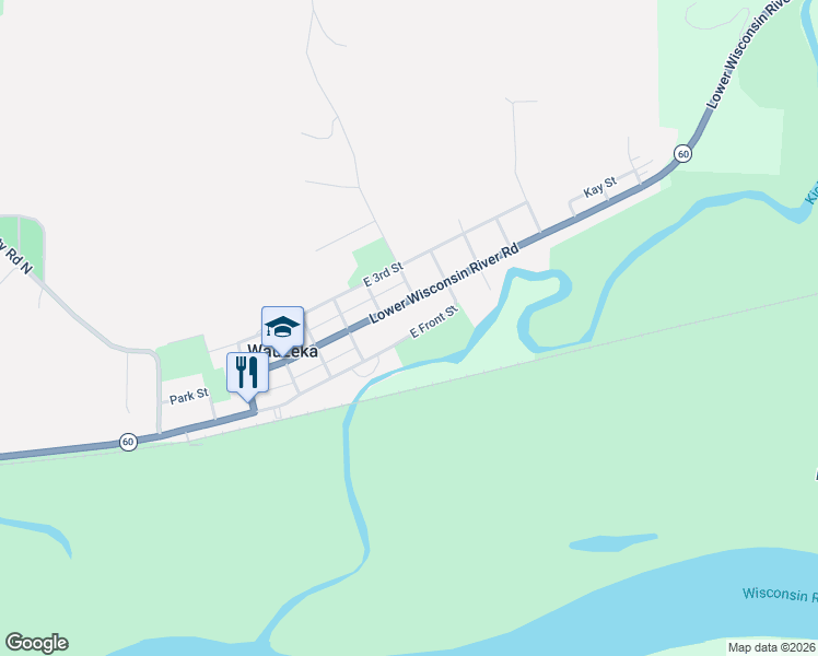 map of restaurants, bars, coffee shops, grocery stores, and more near 601 East Front Street in Wauzeka