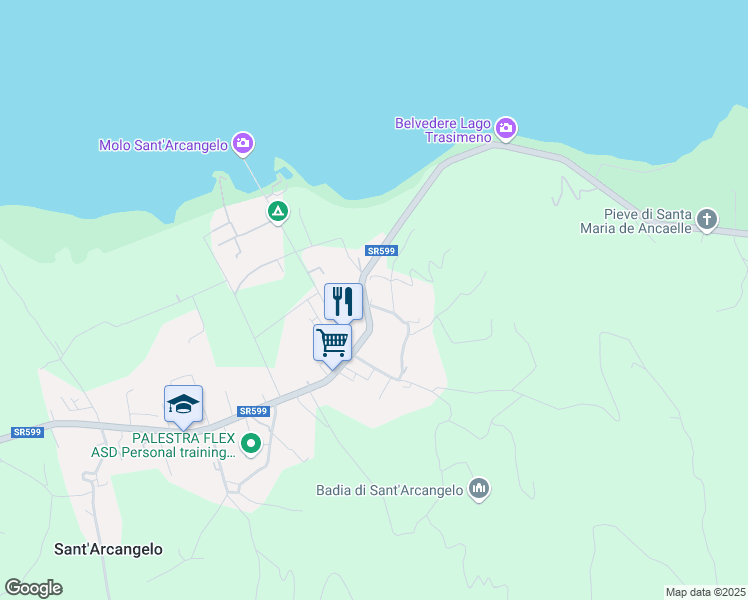 map of restaurants, bars, coffee shops, grocery stores, and more near 11 Via Godiola in Sant'Arcangelo