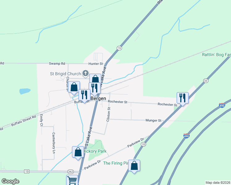 map of restaurants, bars, coffee shops, grocery stores, and more near 21 Leroy Street in Bergen