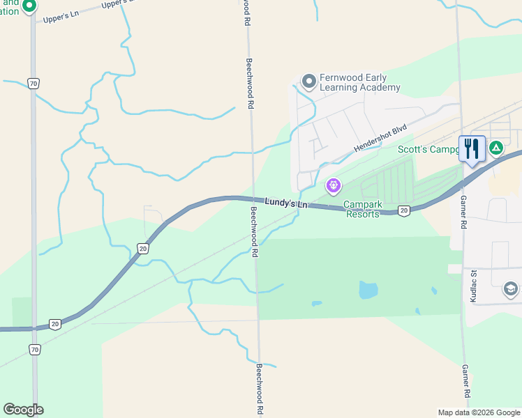 map of restaurants, bars, coffee shops, grocery stores, and more near 9624 Lundy's Lane in Niagara Falls