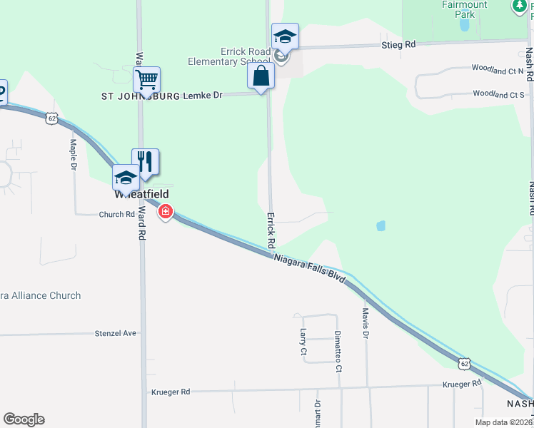 map of restaurants, bars, coffee shops, grocery stores, and more near 7008 Errick Road in North Tonawanda