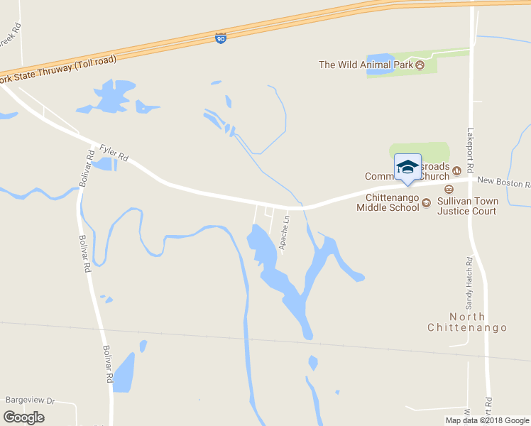 map of restaurants, bars, coffee shops, grocery stores, and more near Pony Express Lane in Chittenango