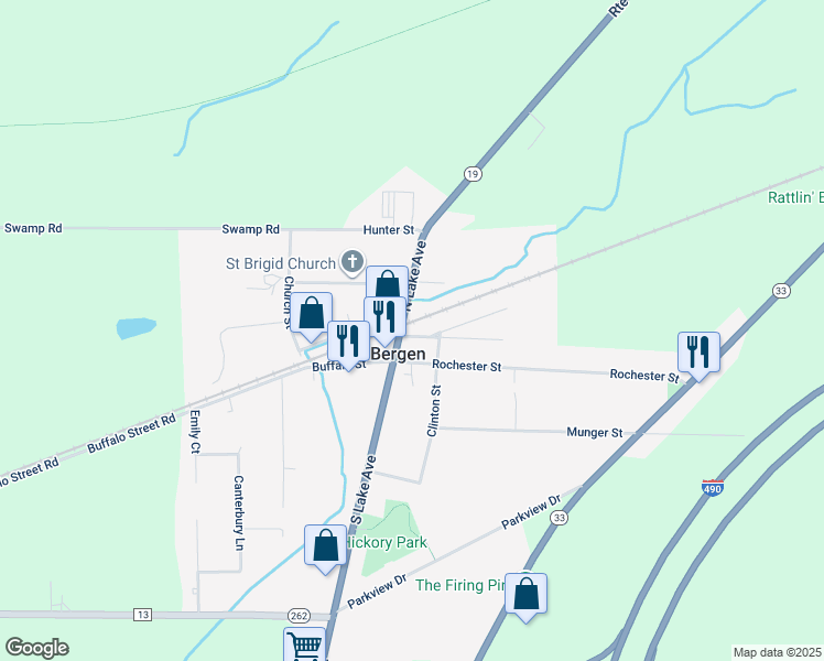 map of restaurants, bars, coffee shops, grocery stores, and more near 6 North Lake Avenue in Bergen