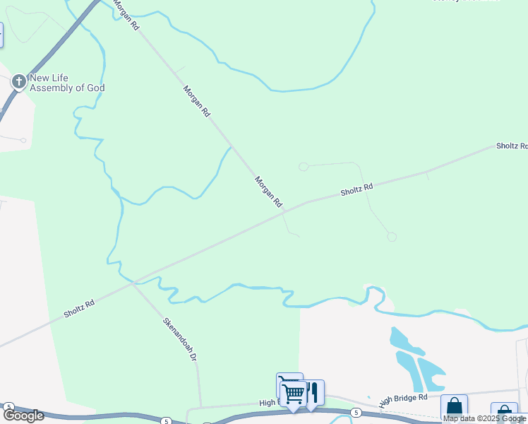 map of restaurants, bars, coffee shops, grocery stores, and more near 4141 Sholtz Road in Oneida