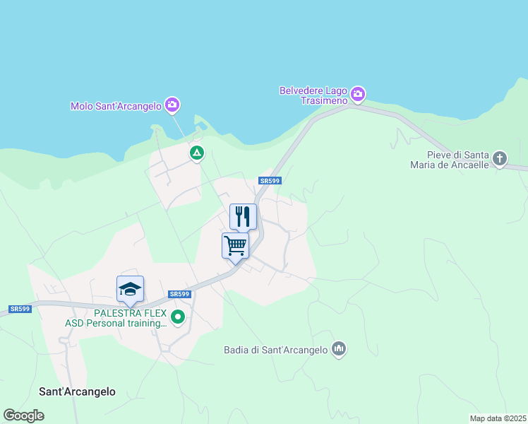map of restaurants, bars, coffee shops, grocery stores, and more near 11 Via Godiola in Sant'Arcangelo