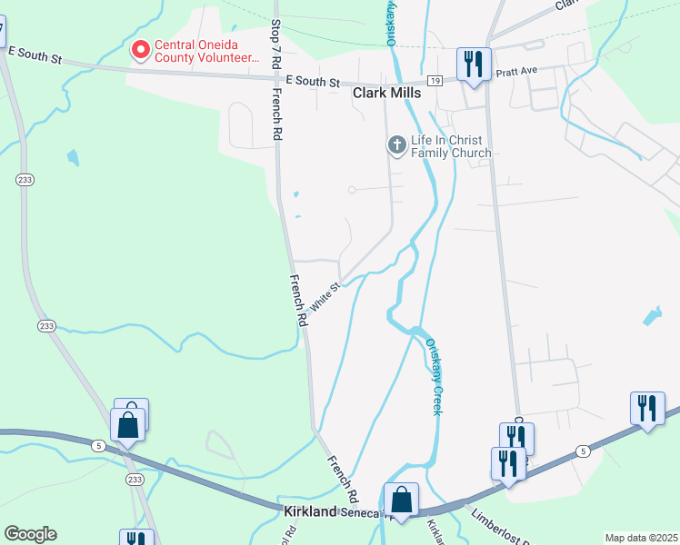 map of restaurants, bars, coffee shops, grocery stores, and more near 64 White Street in Clinton