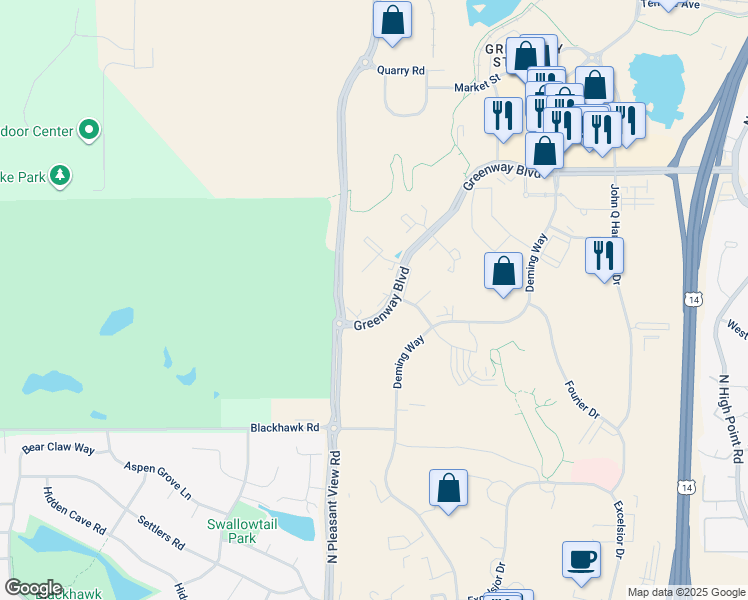 map of restaurants, bars, coffee shops, grocery stores, and more near 8626 Greenway Boulevard in Middleton