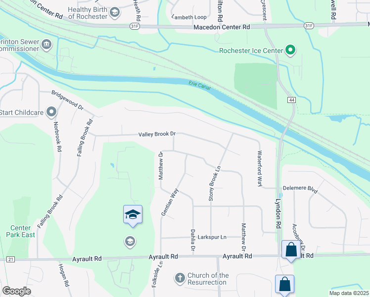 map of restaurants, bars, coffee shops, grocery stores, and more near 68 Matthew Drive in Fairport