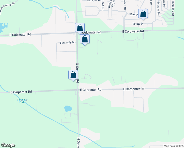 map of restaurants, bars, coffee shops, grocery stores, and more near 5340 North Genesee Road in Flint