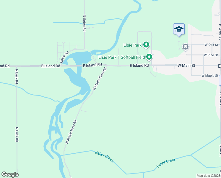 map of restaurants, bars, coffee shops, grocery stores, and more near 6822 North Maple River Road in Elsie