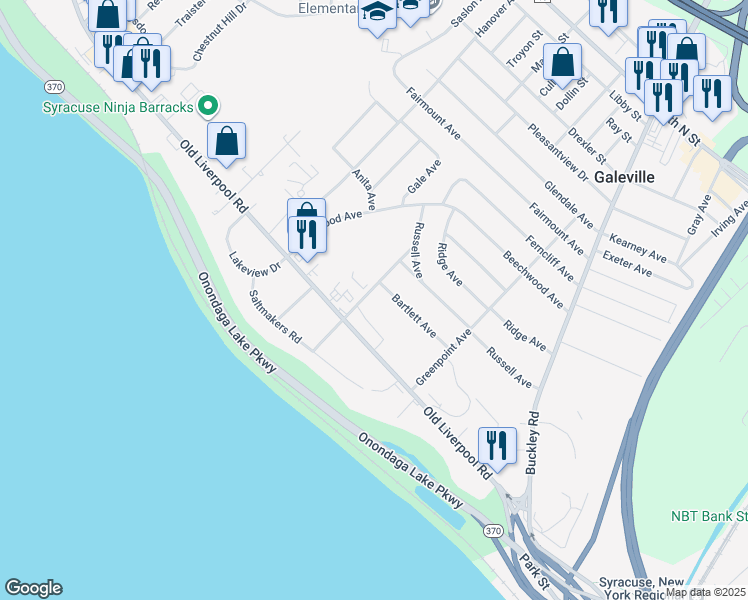 map of restaurants, bars, coffee shops, grocery stores, and more near 148 School Road in Liverpool