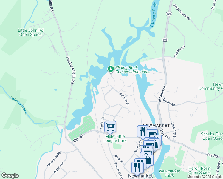 map of restaurants, bars, coffee shops, grocery stores, and more near 13 Salmon Street in Newmarket