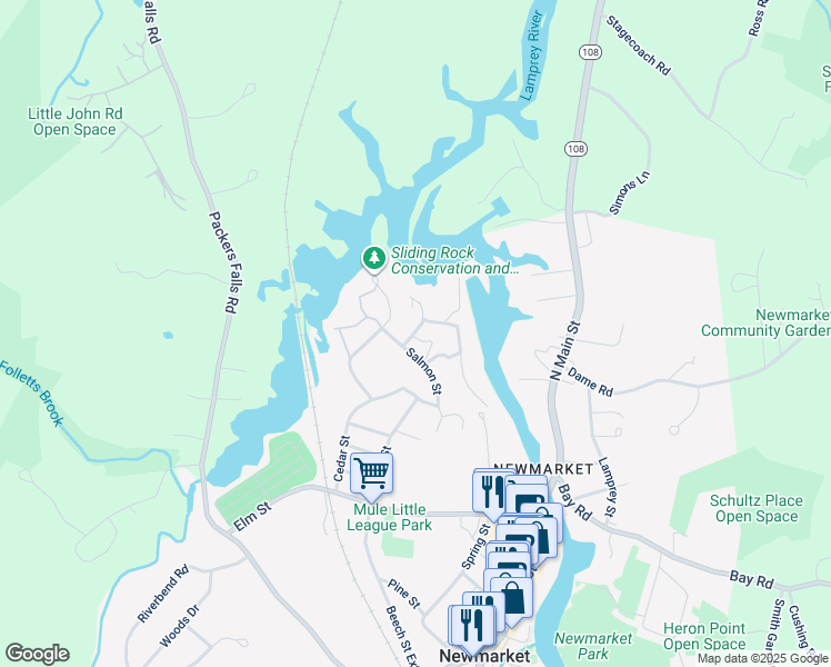 map of restaurants, bars, coffee shops, grocery stores, and more near 3c Bass Street in Newmarket