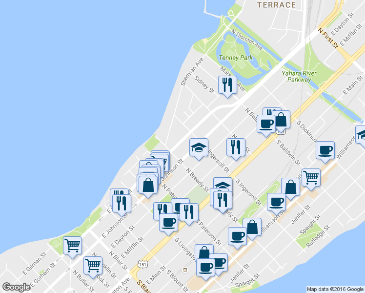 map of restaurants, bars, coffee shops, grocery stores, and more near in Madison