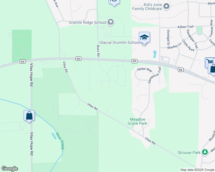 map of restaurants, bars, coffee shops, grocery stores, and more near 4318 Vilas Road in Cottage Grove