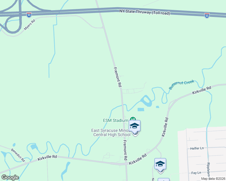 map of restaurants, bars, coffee shops, grocery stores, and more near 6539 Fremont Road in East Syracuse