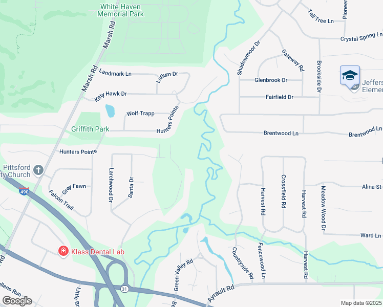 map of restaurants, bars, coffee shops, grocery stores, and more near 157 Crescent Hill Road in Pittsford