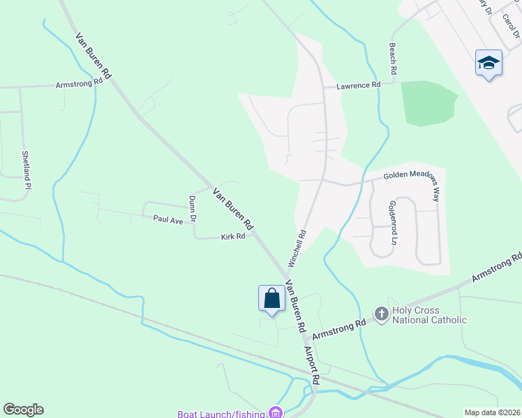 map of restaurants, bars, coffee shops, grocery stores, and more near 6544 Van Buren Road in Warners