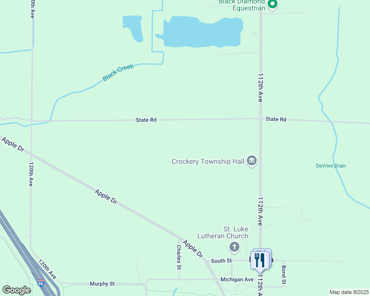 map of restaurants, bars, coffee shops, grocery stores, and more near 11420 State Road in Nunica