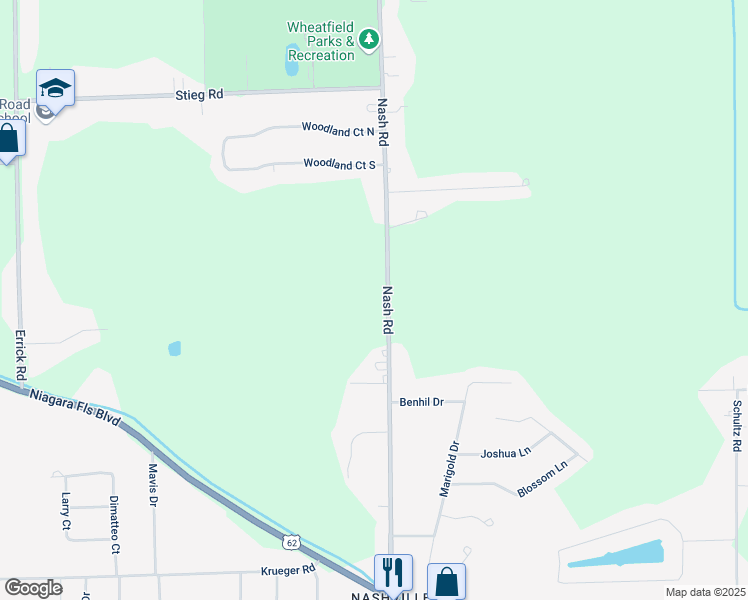 map of restaurants, bars, coffee shops, grocery stores, and more near 6970 Nash Road in North Tonawanda