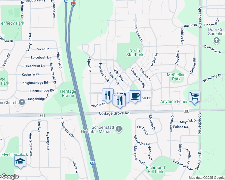 map of restaurants, bars, coffee shops, grocery stores, and more near in Madison