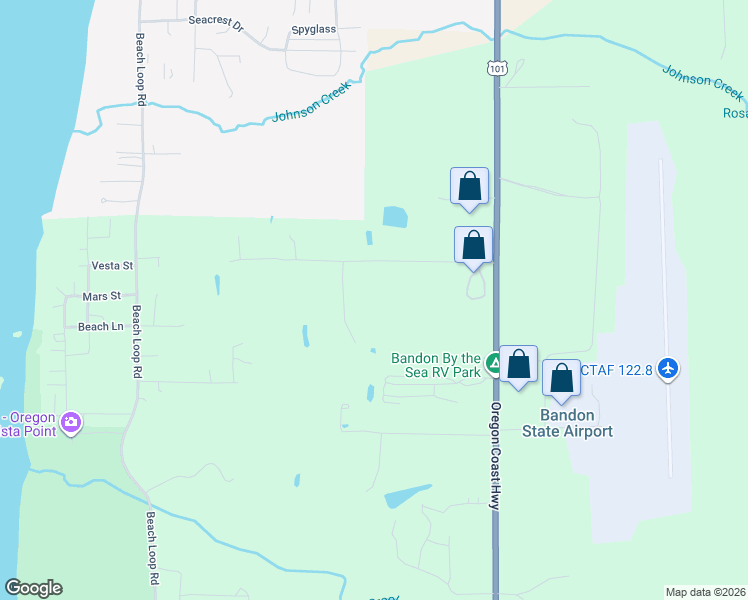 map of restaurants, bars, coffee shops, grocery stores, and more near 87460 Oberman Lane in Bandon