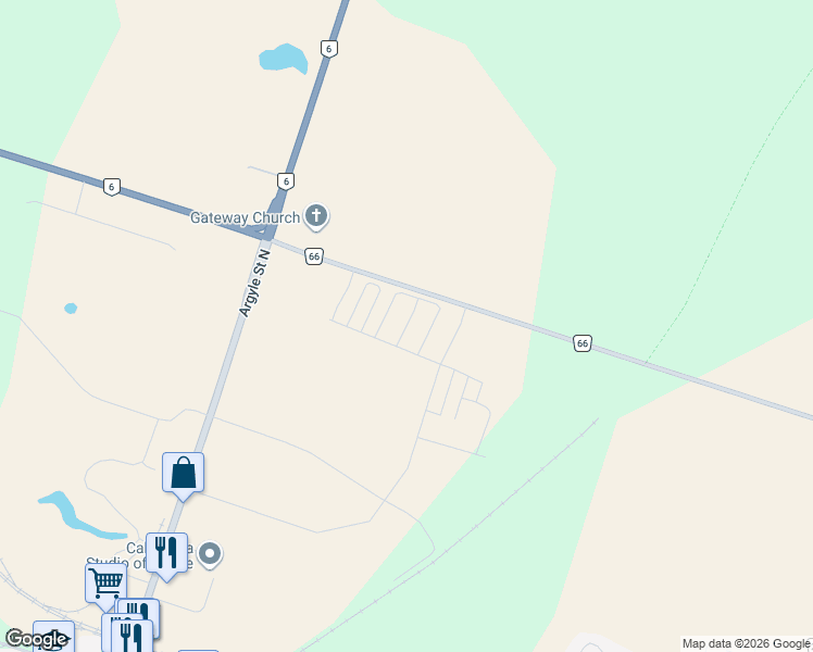 map of restaurants, bars, coffee shops, grocery stores, and more near 38 Lonsdale Road in Haldimand County