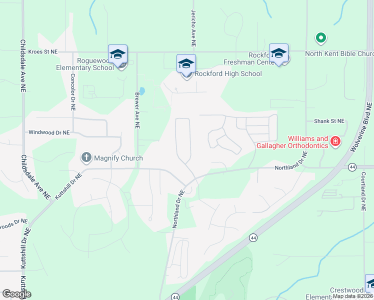 map of restaurants, bars, coffee shops, grocery stores, and more near 6869 Rex Drive Northeast in Rockford