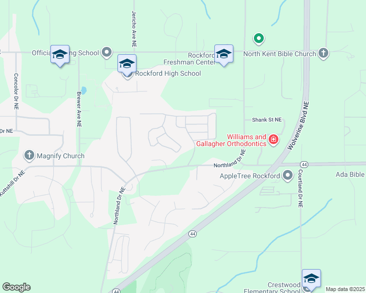 map of restaurants, bars, coffee shops, grocery stores, and more near 6840 Elderwood Lane Northeast in Rockford