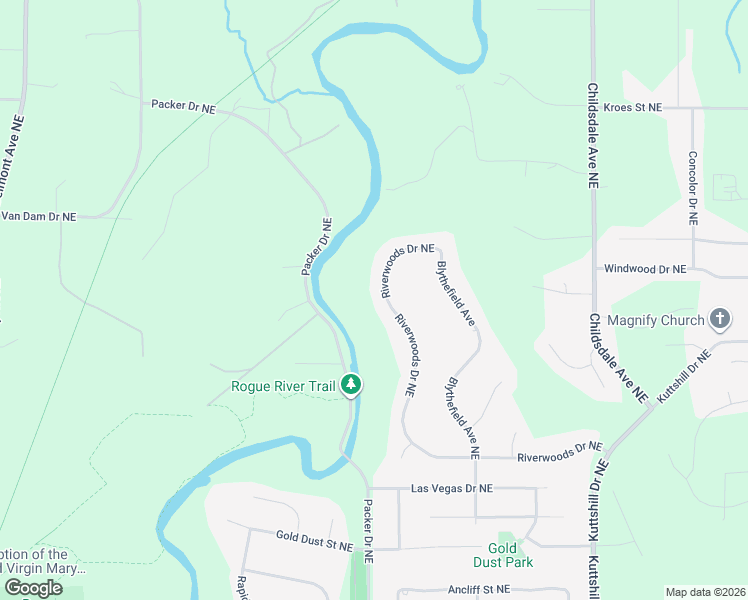 map of restaurants, bars, coffee shops, grocery stores, and more near 3018 Riverwoods Drive Northeast in Rockford