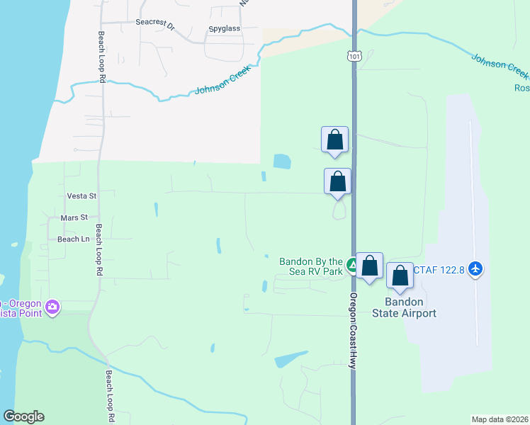 map of restaurants, bars, coffee shops, grocery stores, and more near 87460 Oberman Lane in Bandon