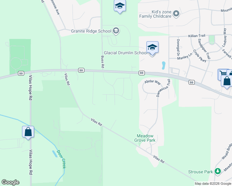 map of restaurants, bars, coffee shops, grocery stores, and more near 2863 County Road BB in Cottage Grove