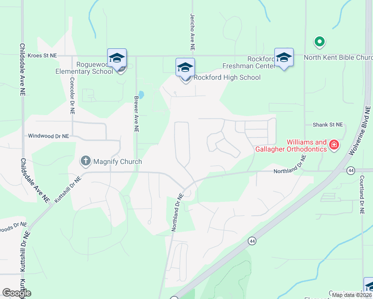 map of restaurants, bars, coffee shops, grocery stores, and more near 6869 Rex Drive Northeast in Rockford