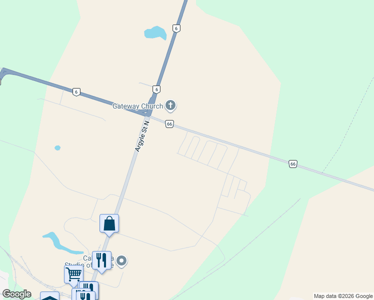 map of restaurants, bars, coffee shops, grocery stores, and more near 129 Haldimand 66 in Caledonia