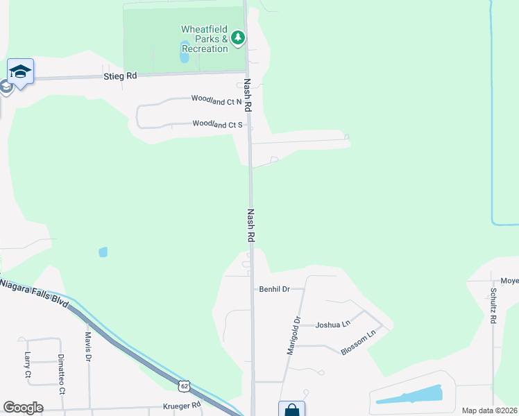 map of restaurants, bars, coffee shops, grocery stores, and more near 6969 Nash Road in North Tonawanda